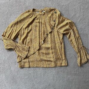 Derek Lam 10 CROSBY Ruffled Long Sleeve Blouse